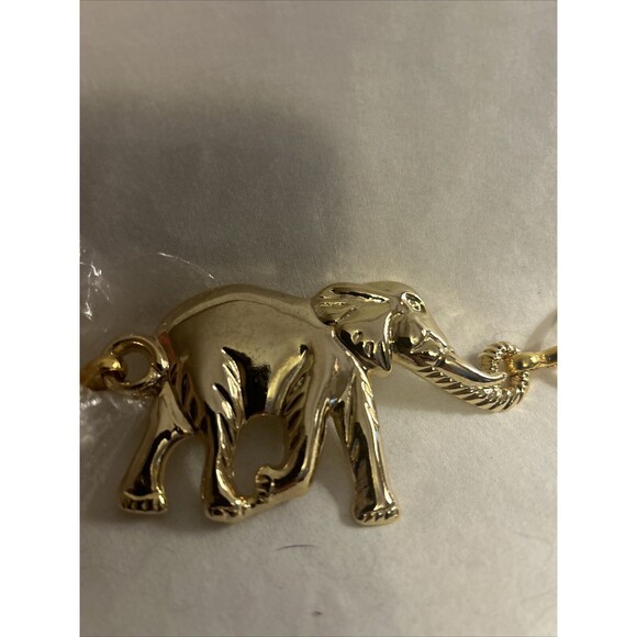 VTG Gold Tone Elephant Chain Belt With Lion Head Charm 1980’s (new!!) main image 5